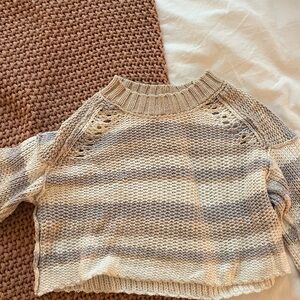 Free People Beige and Gray Knit Sweater